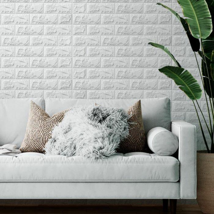 Anti-collision Scandinavian Style White 3d Adhesive Brick Panels 70cm x 77cm 